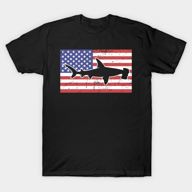 Patriotic American Flag – Hammerhead Shark T-Shirt by MeatMan